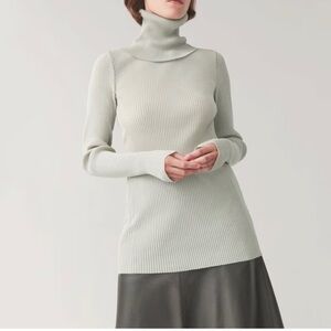 COS rolled neck ribbed top xs